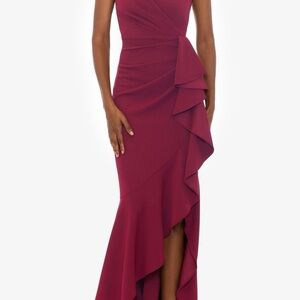 Betsy & Adam Wine High Low Dress